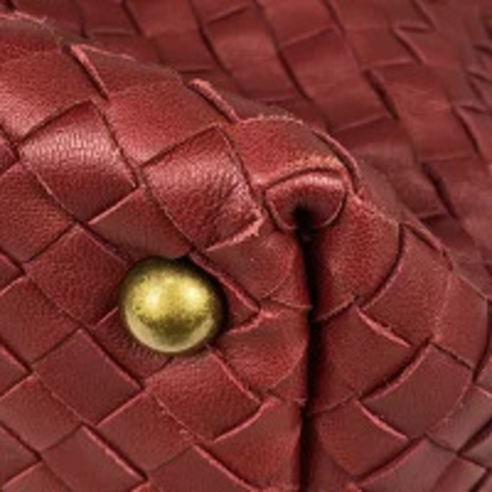 Bottega Veneta Red Handbag Nappa Boston Leather Intrecciato Red